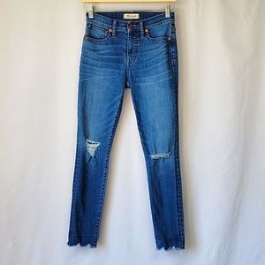 Madewell 9" Mid Rise Distressed Skinny Ankle Jeans Size 25